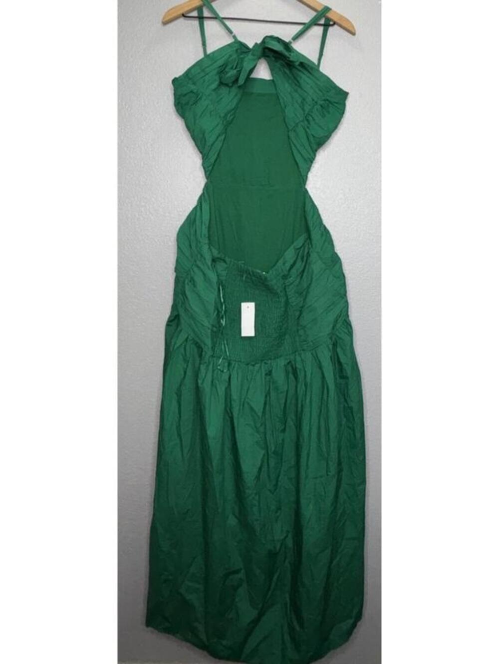 Loft Poplin Cutout Tie Back Ruched Midi Dress Size 14 New - Picture 5 of 9